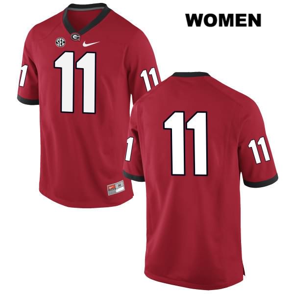 Georgia Bulldogs Women's Keyon Brown #11 NCAA No Name Authentic Red Nike Stitched College Football Jersey GMC2056XQ